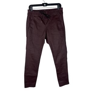 Bevy Flog Shely Vegan Leather Burgundy Pants Size 28 Tie Pockets Jogger Skinny